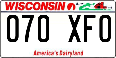 WI license plate 070XFO