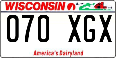 WI license plate 070XGX