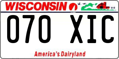 WI license plate 070XIC