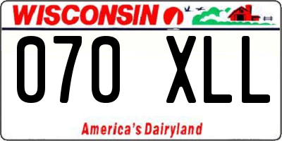 WI license plate 070XLL