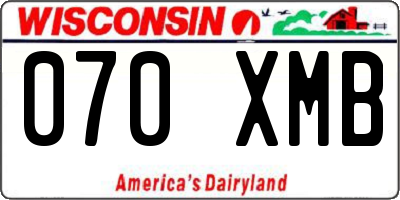 WI license plate 070XMB