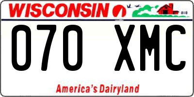 WI license plate 070XMC