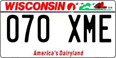 WI license plate 070XME