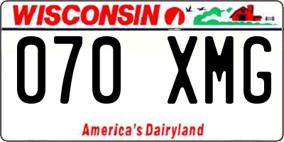 WI license plate 070XMG