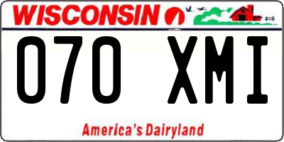 WI license plate 070XMI