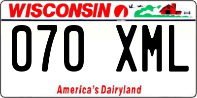 WI license plate 070XML