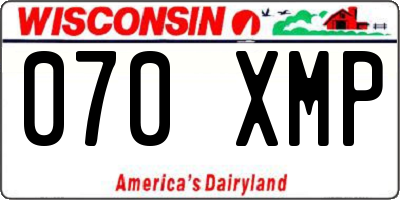 WI license plate 070XMP