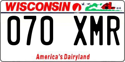 WI license plate 070XMR