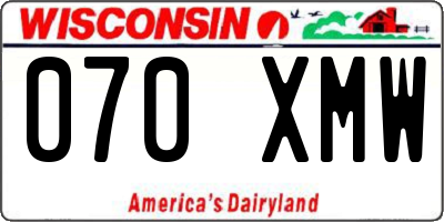 WI license plate 070XMW