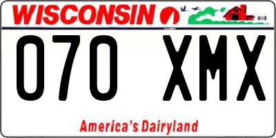 WI license plate 070XMX