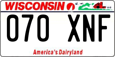 WI license plate 070XNF