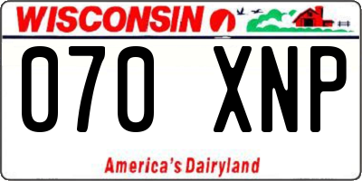 WI license plate 070XNP