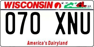 WI license plate 070XNU