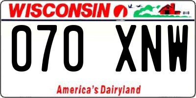 WI license plate 070XNW