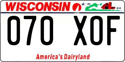 WI license plate 070XOF