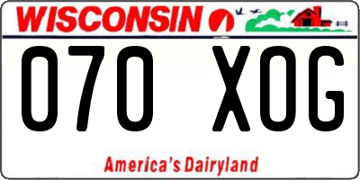 WI license plate 070XOG