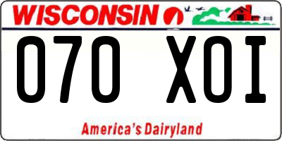 WI license plate 070XOI