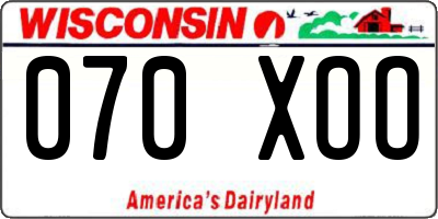 WI license plate 070XOO
