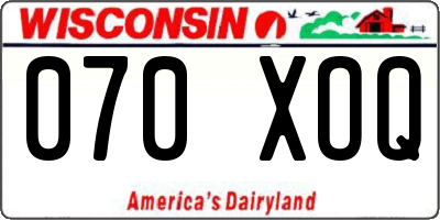 WI license plate 070XOQ