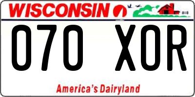 WI license plate 070XOR