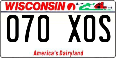 WI license plate 070XOS