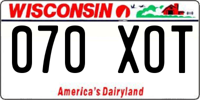 WI license plate 070XOT