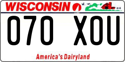 WI license plate 070XOU