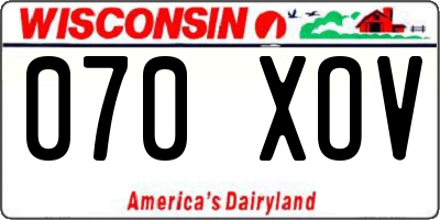 WI license plate 070XOV