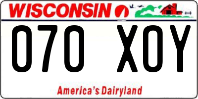WI license plate 070XOY