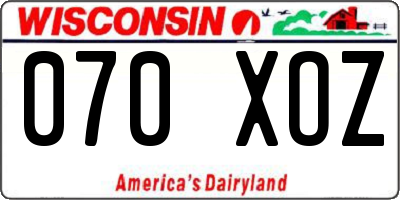 WI license plate 070XOZ