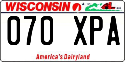 WI license plate 070XPA