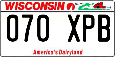 WI license plate 070XPB