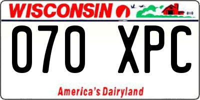 WI license plate 070XPC