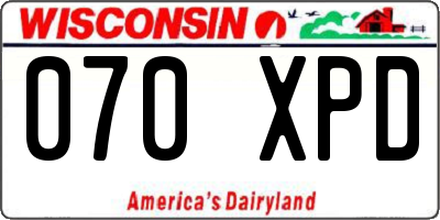 WI license plate 070XPD
