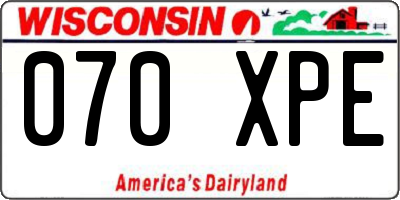 WI license plate 070XPE