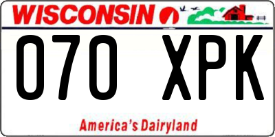 WI license plate 070XPK