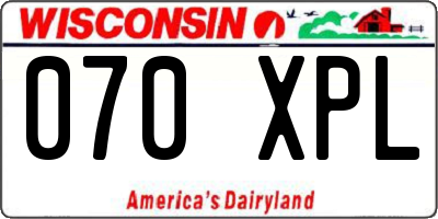 WI license plate 070XPL