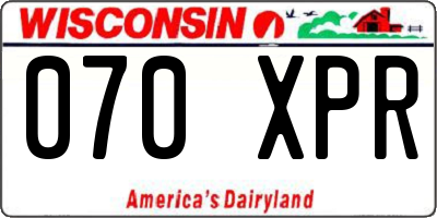 WI license plate 070XPR