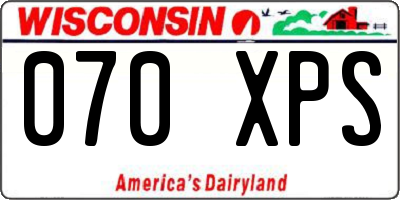 WI license plate 070XPS