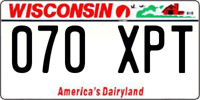WI license plate 070XPT