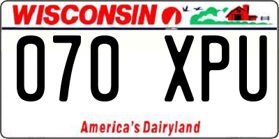 WI license plate 070XPU