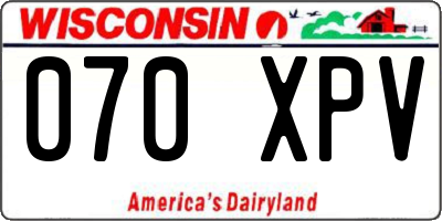 WI license plate 070XPV