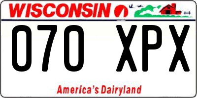 WI license plate 070XPX
