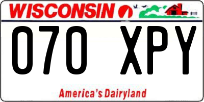 WI license plate 070XPY