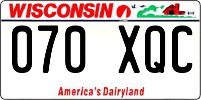 WI license plate 070XQC