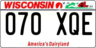 WI license plate 070XQE