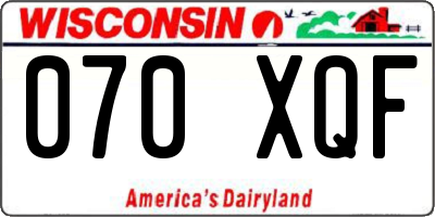 WI license plate 070XQF