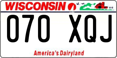 WI license plate 070XQJ