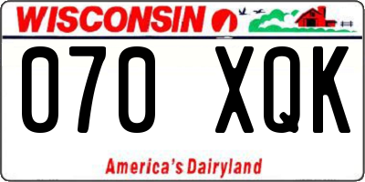 WI license plate 070XQK