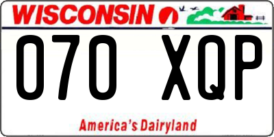 WI license plate 070XQP